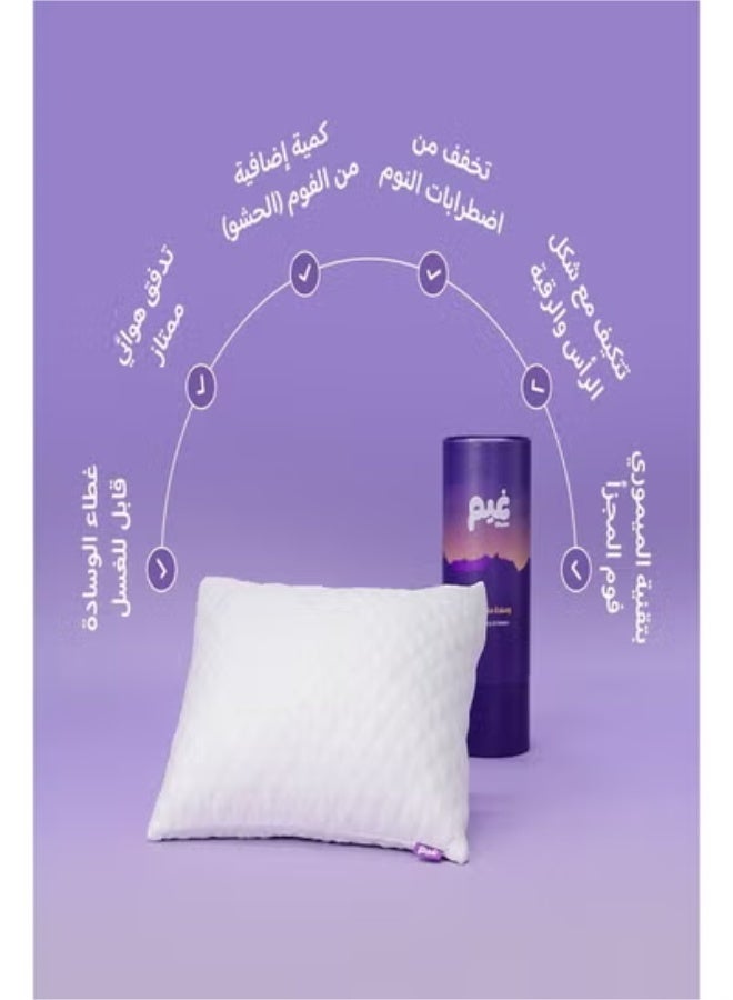 Ghaim وسادتان ناعمتان لنوم مريح - وسادة نوم عميق بتقنية الرغوة المنقسمة - غطاء قابل للإزالة والغسل ودعم للرقبة - مسام قابلة للتنفس ومحاذاة العمود الفقري والراحة (66.04x50.8 سم) حزمة - Image 2